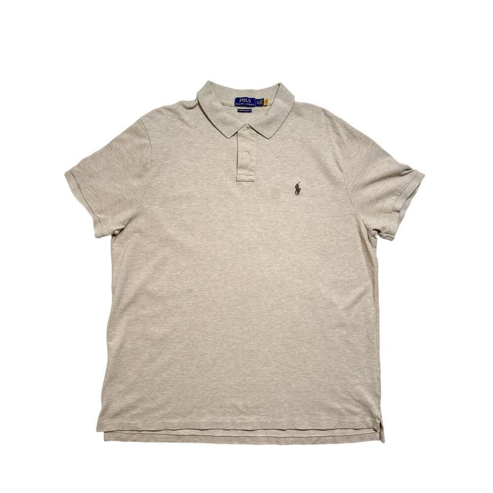Polo Ralph Lauren Custom Slim Fit Mesh Polo Shirt XXL Oatmeal Beige Cotton